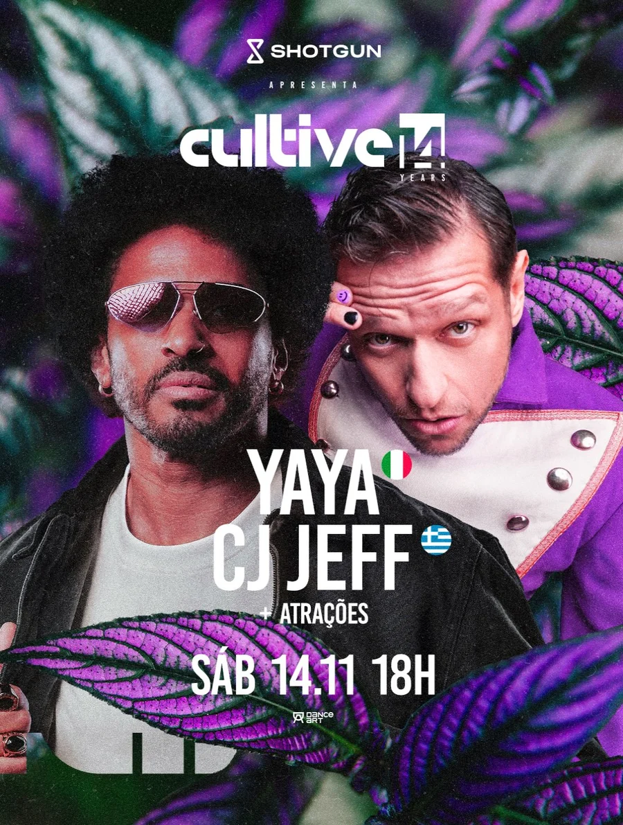Flyer do Cultive 14 anos com Yaya, CJ Jeff e mais atrações